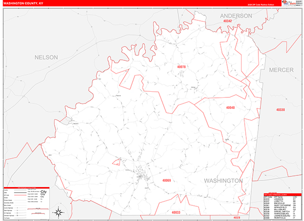 Washington County, KY Zip Code Map