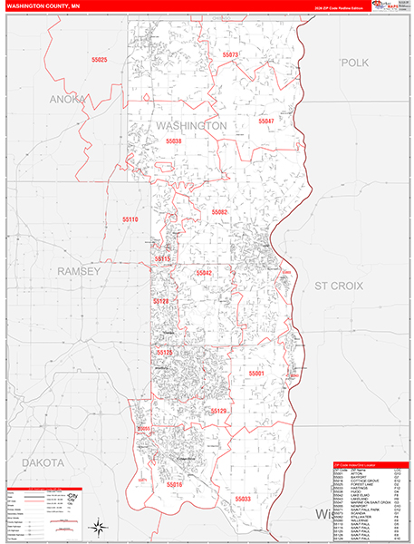 Washington County, MN Zip Code Map