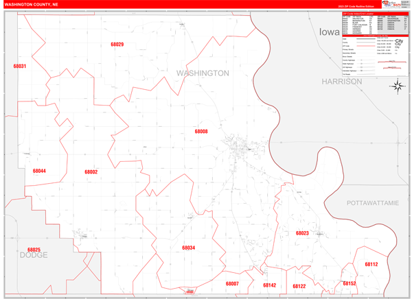 Washington County, NE Zip Code Map