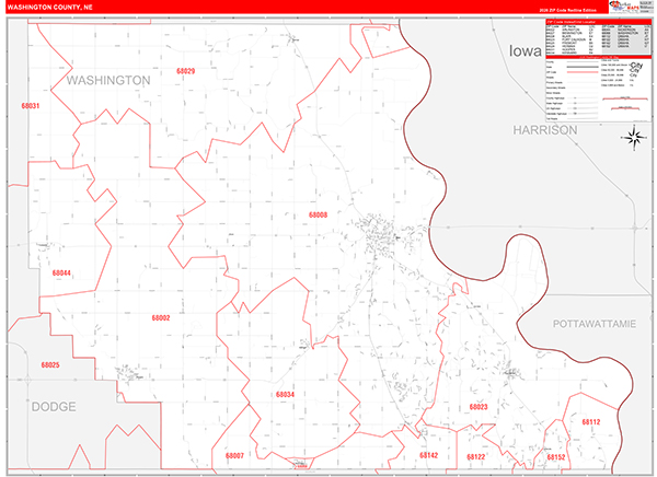 Washington County, NE Zip Code Map