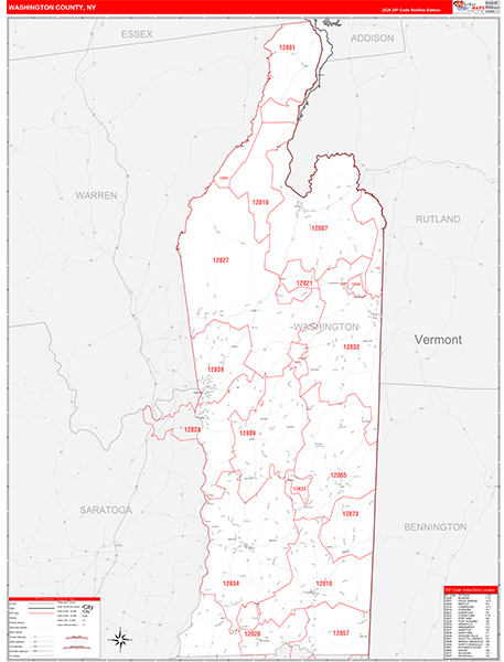 Washington County, NY Zip Code Map