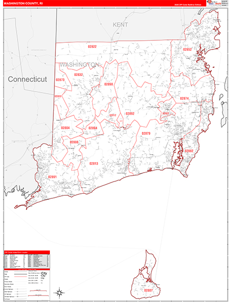 Washington County, RI Zip Code Map