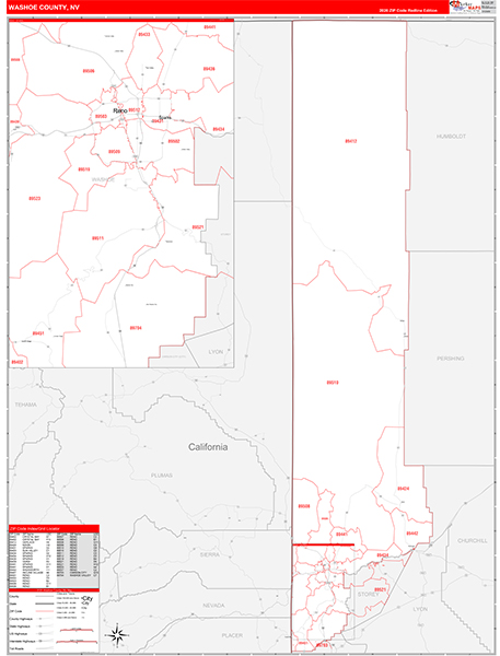 Washoe County, NV Zip Code Map