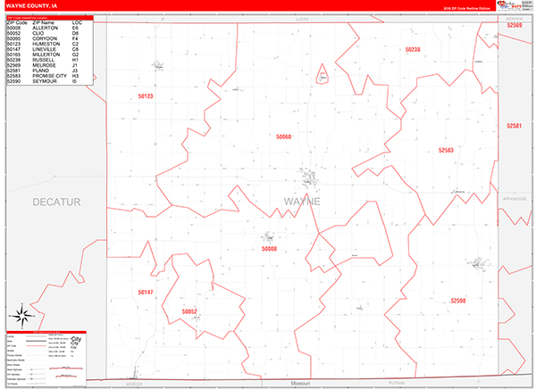 Wayne County, IA Zip Code Map