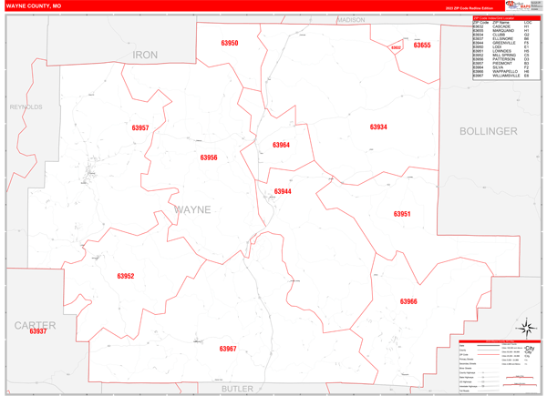 Wayne County, MO Zip Code Map
