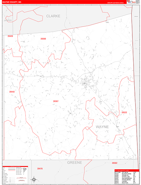 Wayne County, MS Zip Code Map