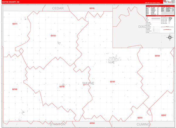 Wayne County, NE Zip Code Map