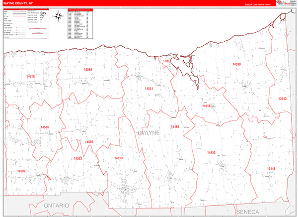 Wayne County, NY Zip Code Map