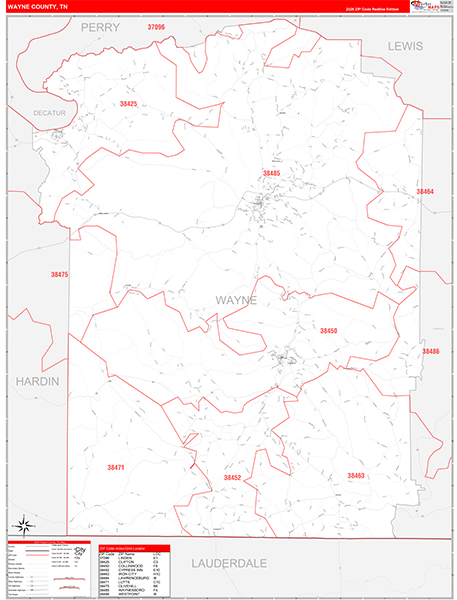 Wayne County, TN Zip Code Map