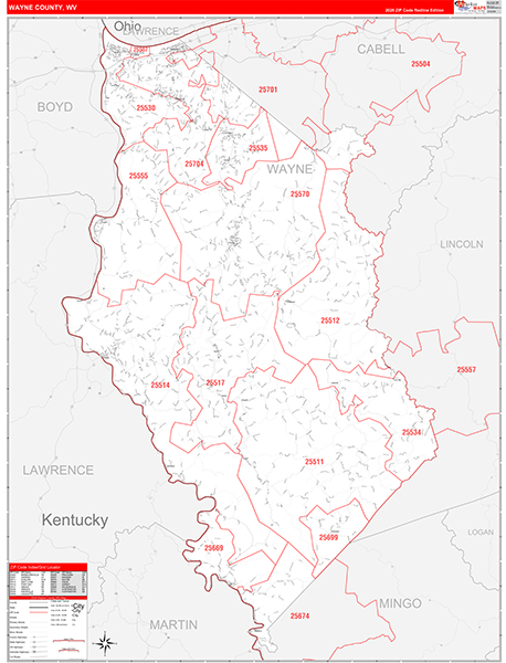 Wayne County, WV Zip Code Map
