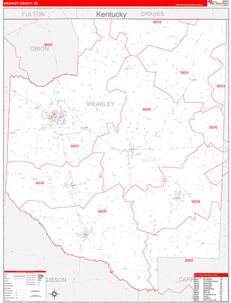 Weakley County, TN Zip Code Map