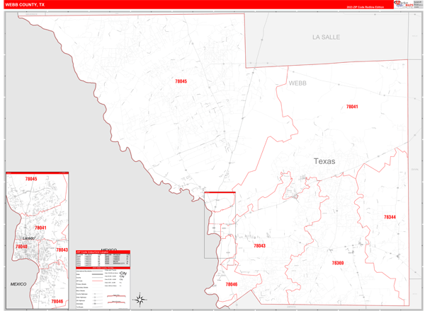 Webb County Digital Map Red Line Style