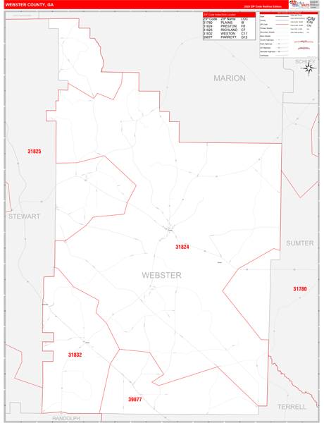 Webster County Digital Map Red Line Style