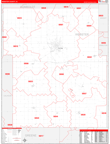 Webster County, IA Zip Code Map