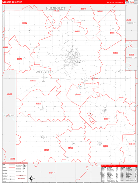Webster County, IA Zip Code Map