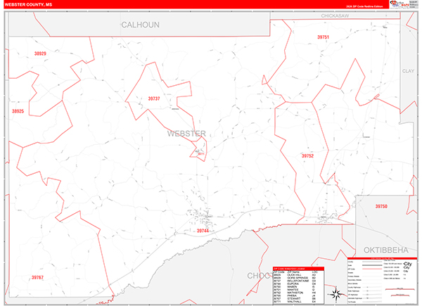 Webster County, MS Zip Code Map