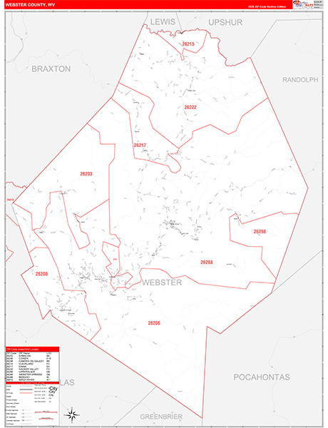 Webster County, WV Zip Code Map