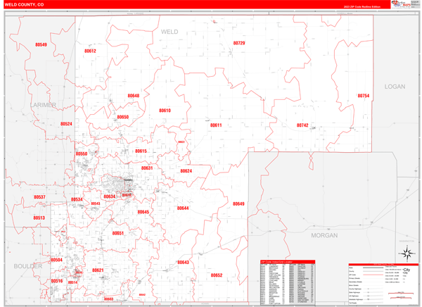 Weld County CO Carrier Route Maps Red Line