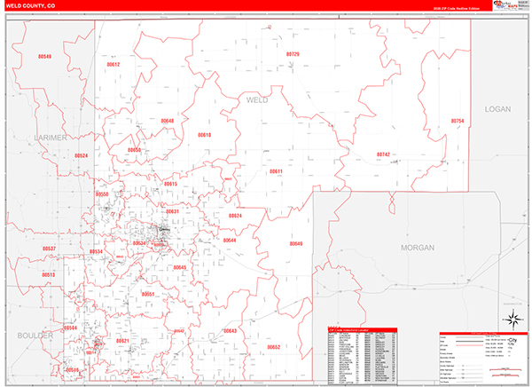 Weld County, CO Zip Code Map