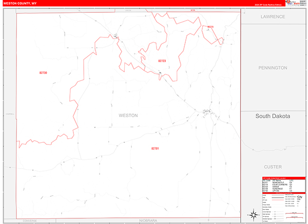Weston County, WY Zip Code Map