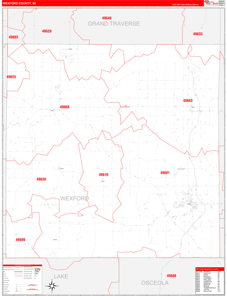 Wexford County Digital Map Red Line Style