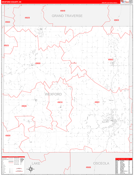 Wexford County, MI Zip Code Map