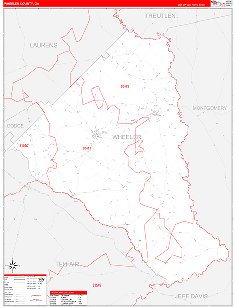 Wheeler County, GA Zip Code Map