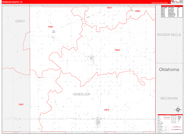 Wheeler County, TX Zip Code Map