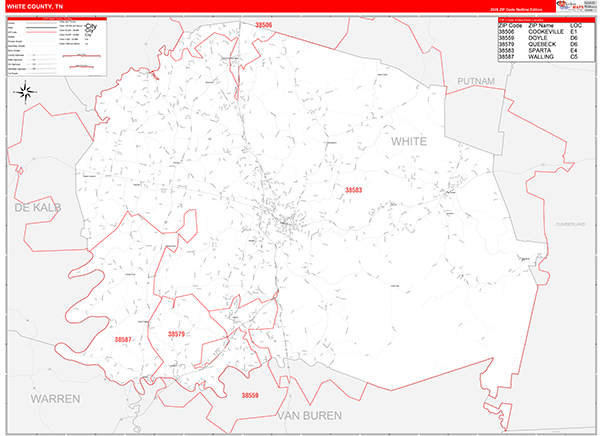 White County, TN Zip Code Map