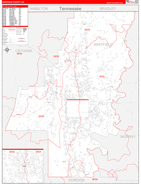 Whitfield County, GA Zip Code Map