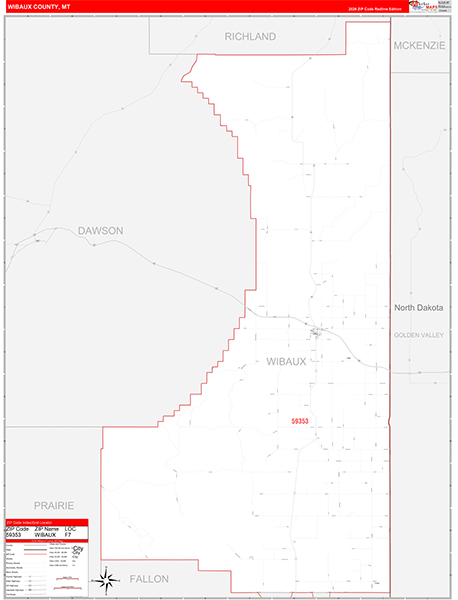 Wibaux County, MT Zip Code Map