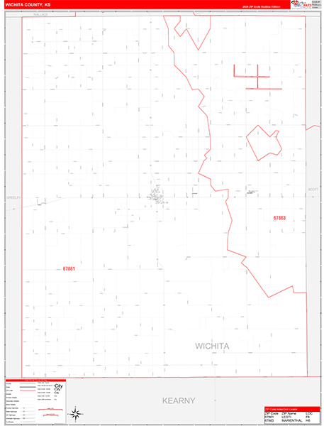 Wichita County, KS Zip Code Wall Map