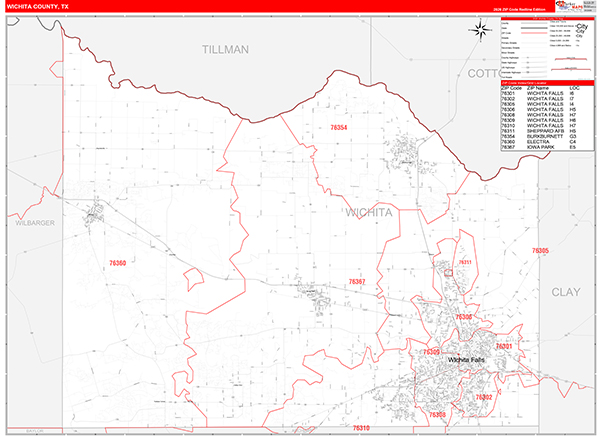 Wichita County, TX Zip Code Map