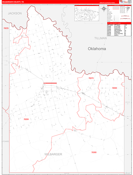 Wilbarger County, TX Zip Code Map
