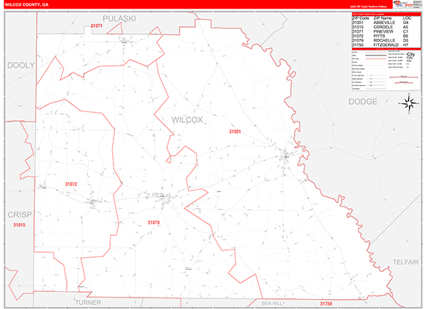 Wilcox County, GA Zip Code Map