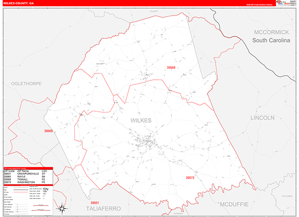 Wilkes County, GA Zip Code Map