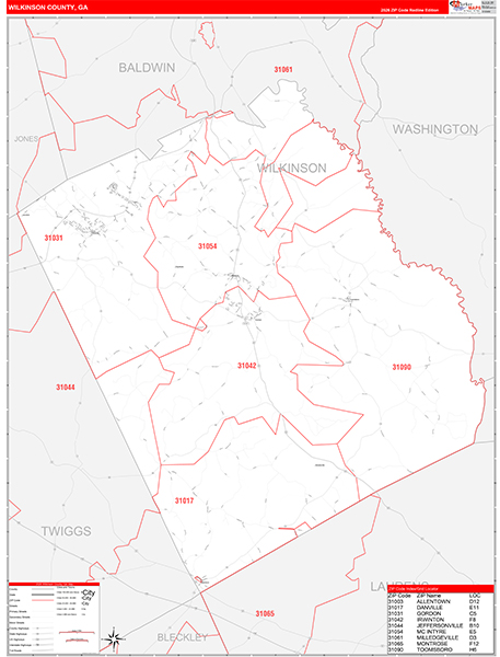 Wilkinson County, GA Zip Code Map