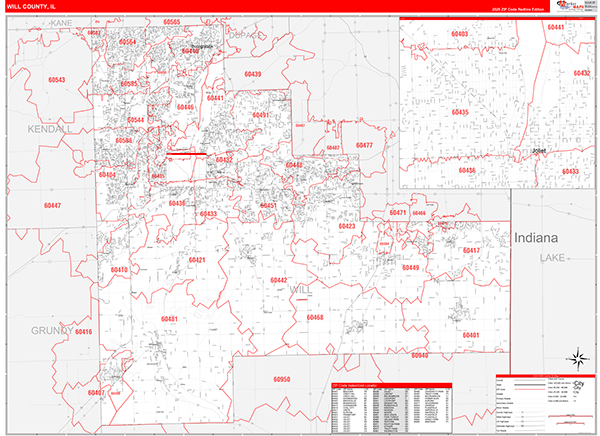 Will County, IL Zip Code Map