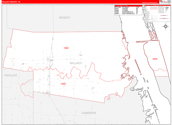 Willacy County, TX Zip Code Map