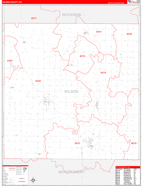Wilson County, KS Zip Code Map