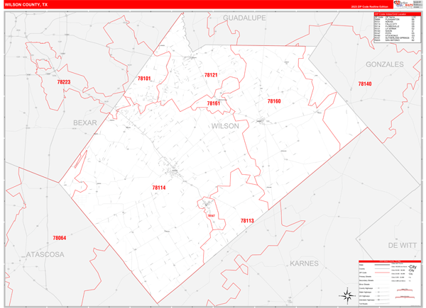Wilson County Digital Map Red Line Style