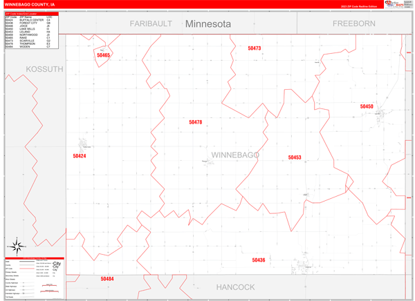 Winnebago County Digital Map Red Line Style