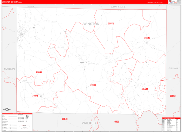 Winston County Digital Map Red Line Style