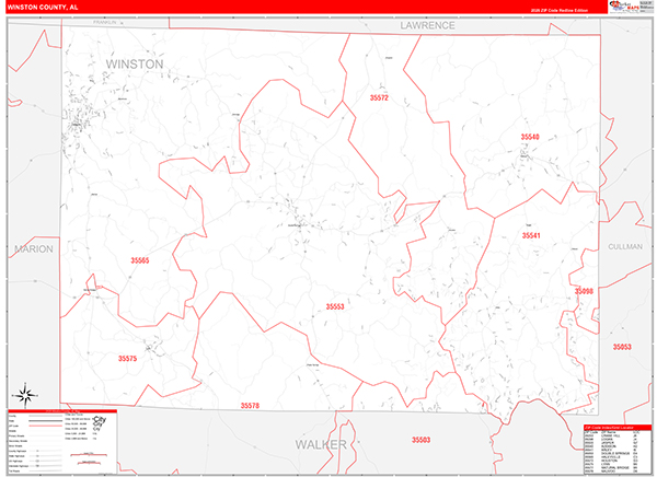 Winston County, AL Zip Code Map
