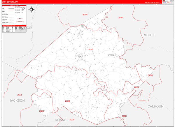 Wirt County, WV Zip Code Map