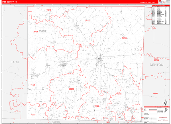Wise County, TX Zip Code Map