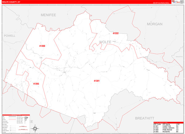 Wolfe County Digital Map Red Line Style