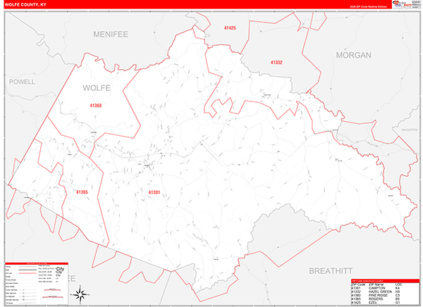 Wolfe County, KY Zip Code Map