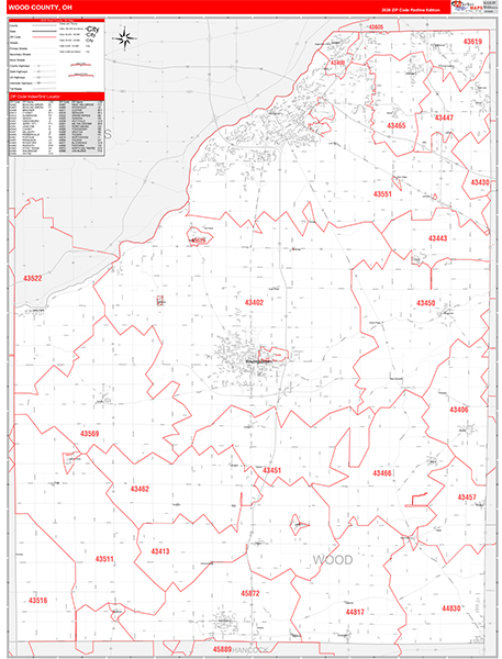 Wood County, OH Zip Code Map