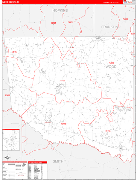Wood County, TX Zip Code Map